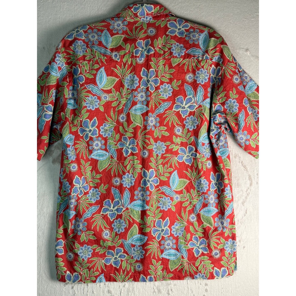 Tori Richard Button Down Shirt Mens M Red Floral Cotton Lawn Hawaii 0300 1922 EX - Picture 8 of 8